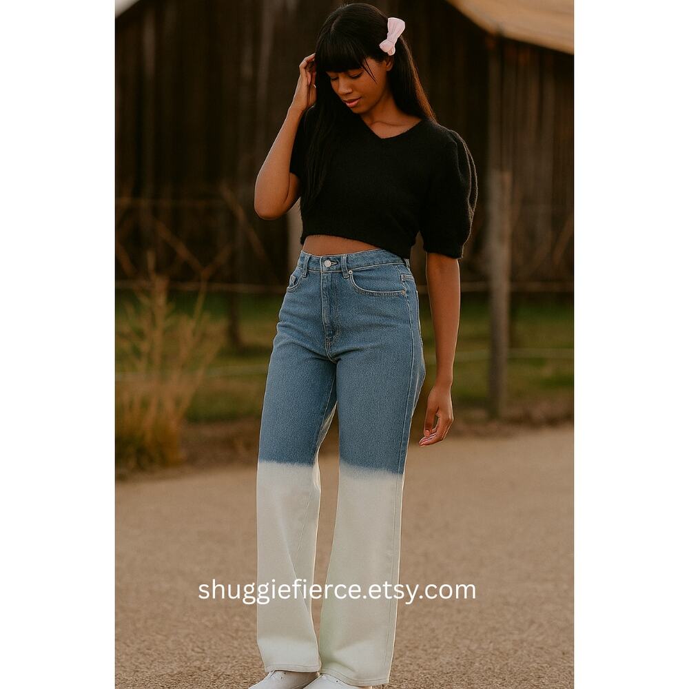 MSRP $90 NWT Joe West Dip Dyed Wide Leg High Rise Denim Size S / 26” Waist